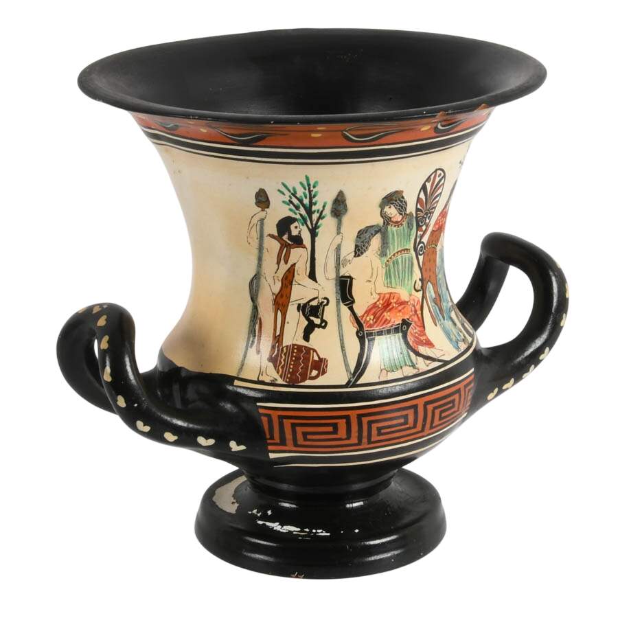 Hand-Painted Terracotta Greek Pottery Vessel-5