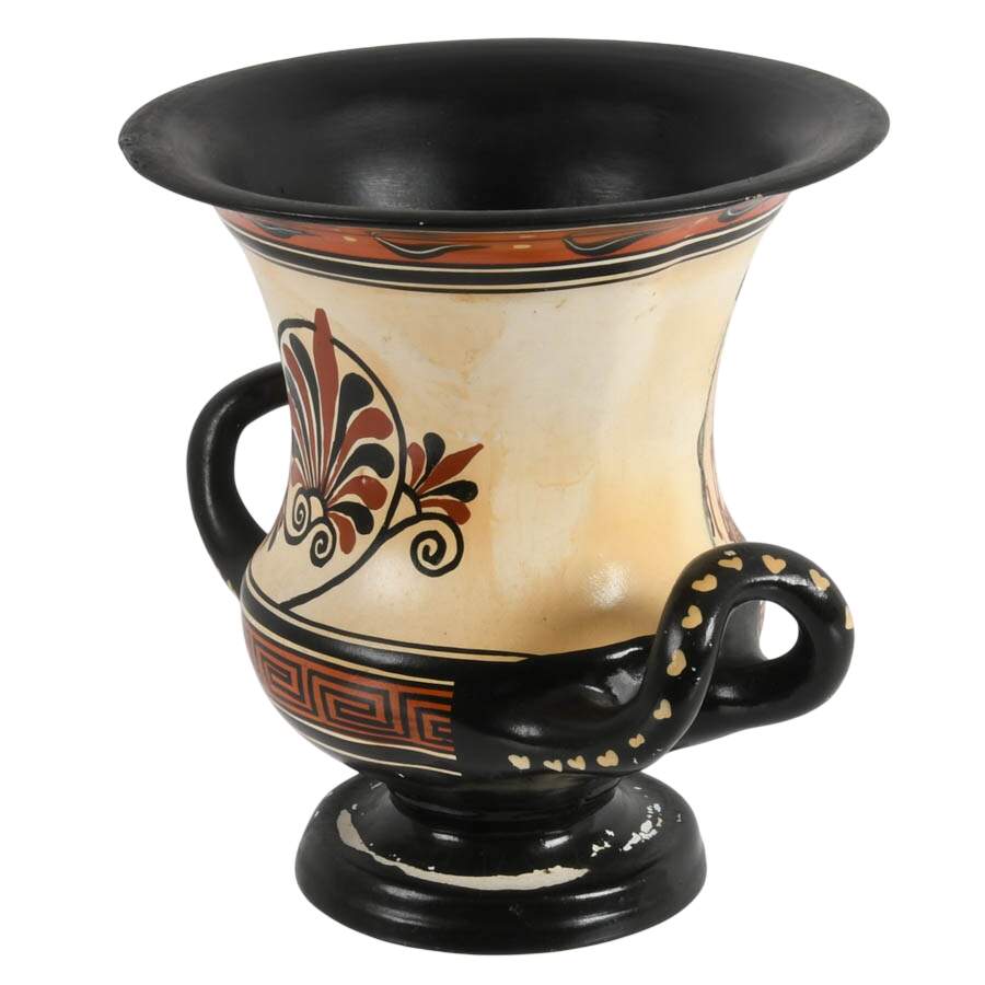 Hand-Painted Terracotta Greek Pottery Vessel-3