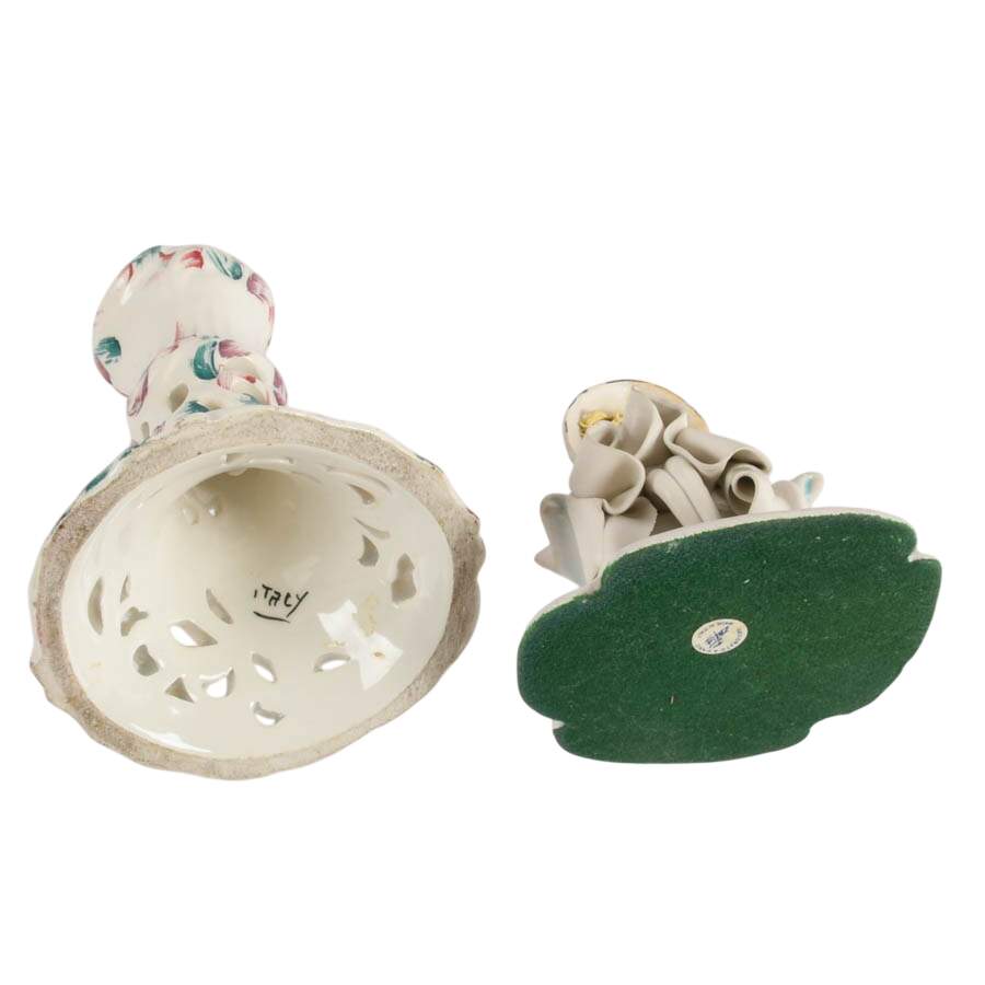 Two Italian Porcelain Décor including a Candlestick and Figurine-9