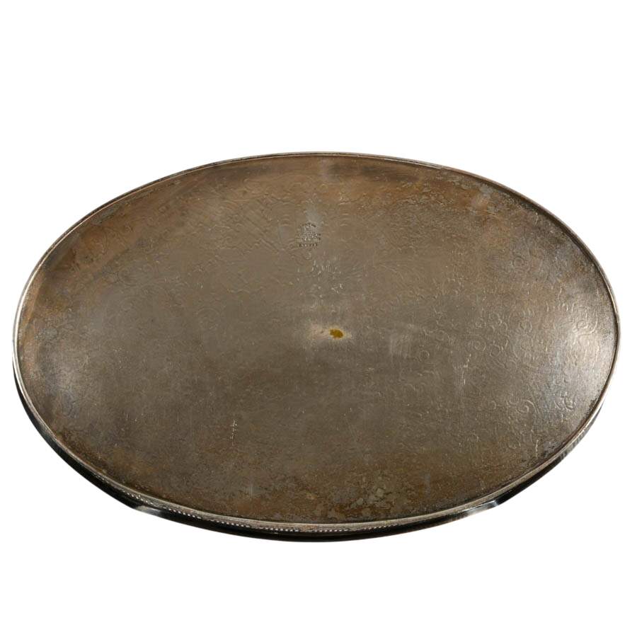 Vintage Viners of Sheffield Silverplate Oval Gallery Tray-6