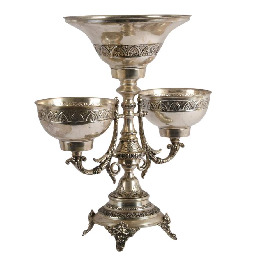 Large Ornate Silverplate Epergne After The Bombay Company-5