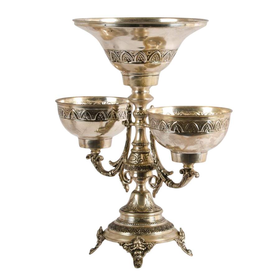 Large Ornate Silverplate Epergne After The Bombay Company-4