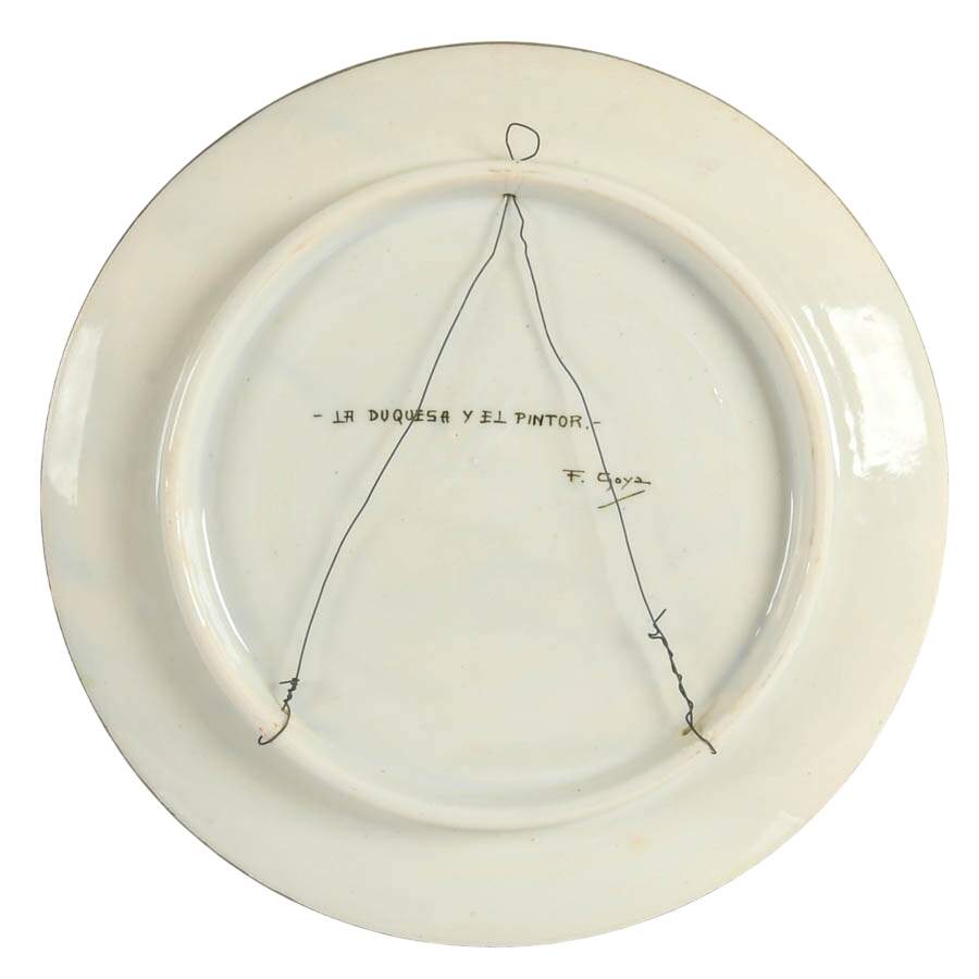 Signed "La Duquesa y El Pintor" Ceramic Plate After F. Goya-4