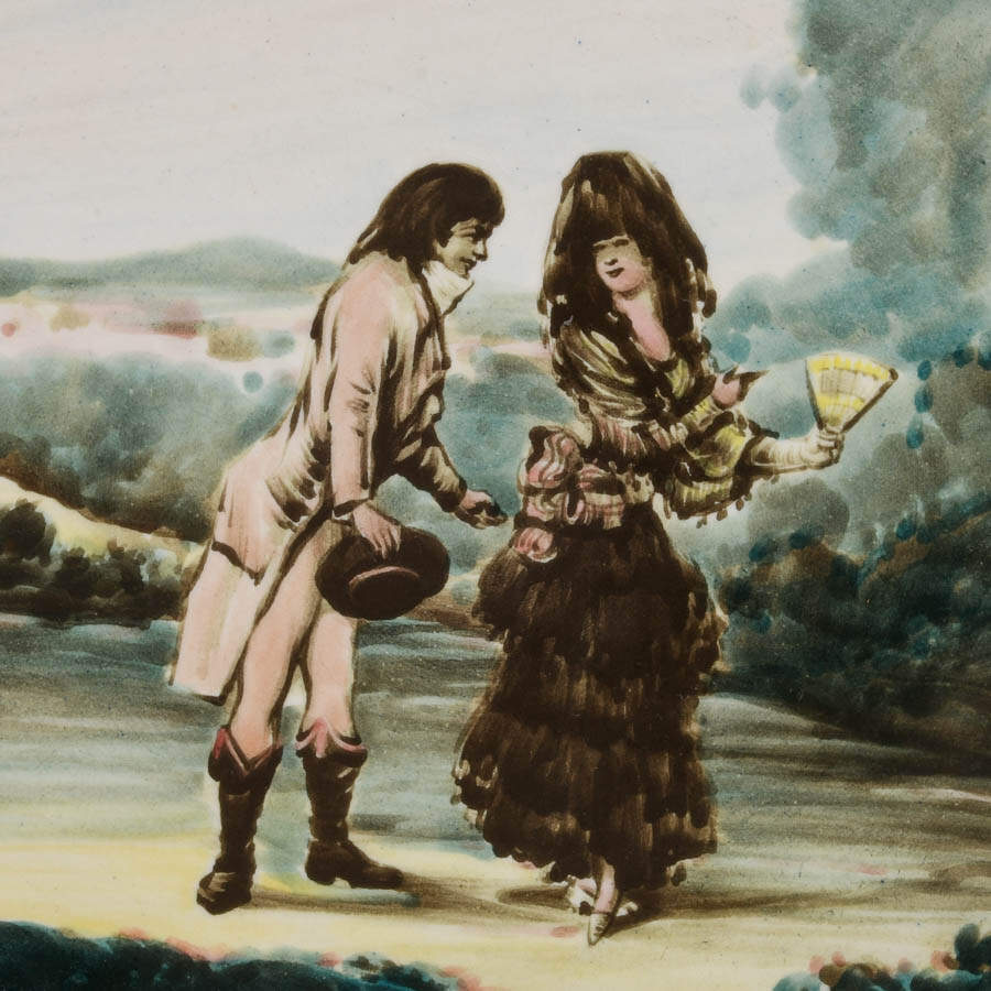 Signed "La Duquesa y El Pintor" Ceramic Plate After F. Goya-3