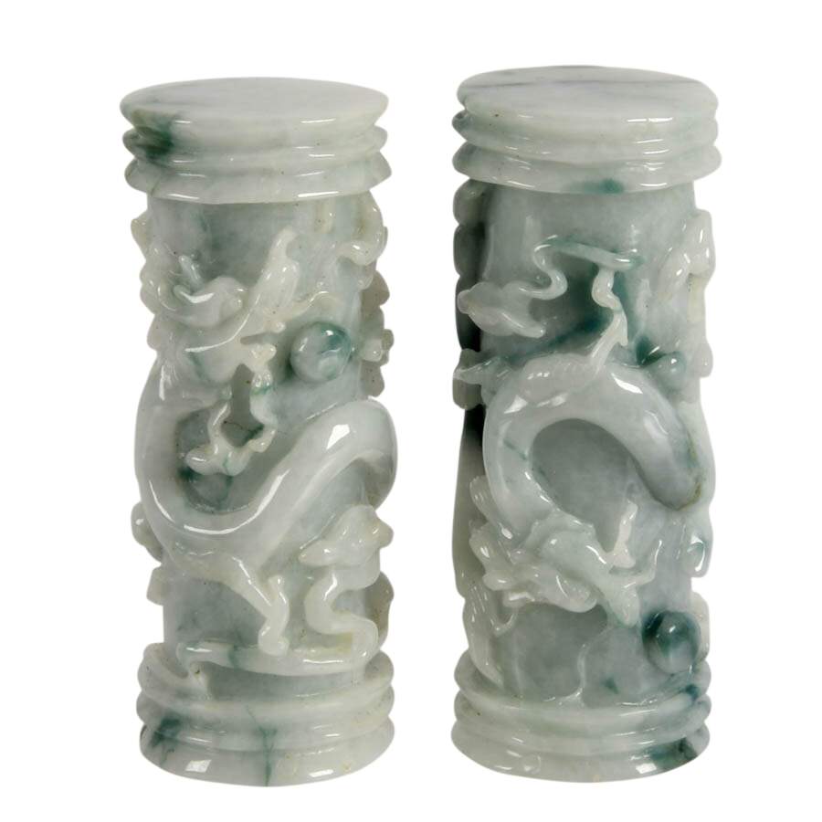 Pair of Boxed Stone Dragon Carved Trinkets and Soapstone Buddha-3