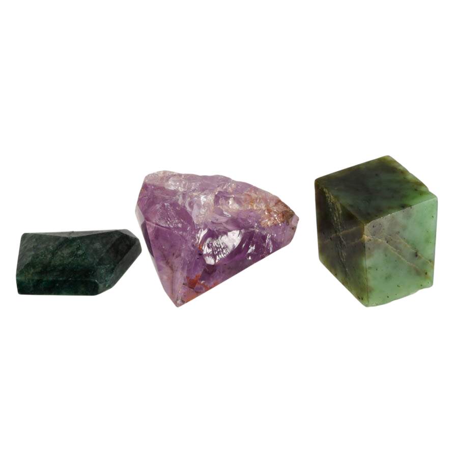 Gemstone Triple Threat Jade and Amethyst Specimens-1