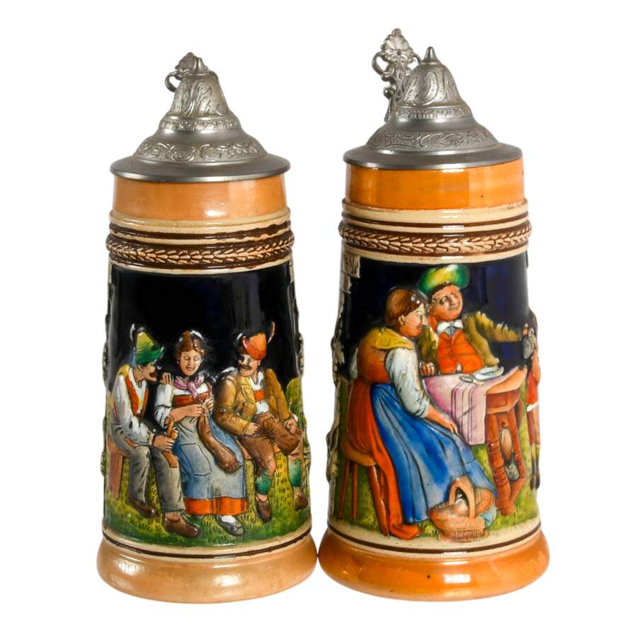 Set of Seven Scenic German-Style Japanese Lidded Steins-6