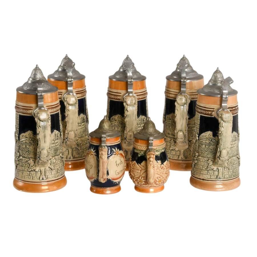 Set of Seven Scenic German-Style Japanese Lidded Steins-3