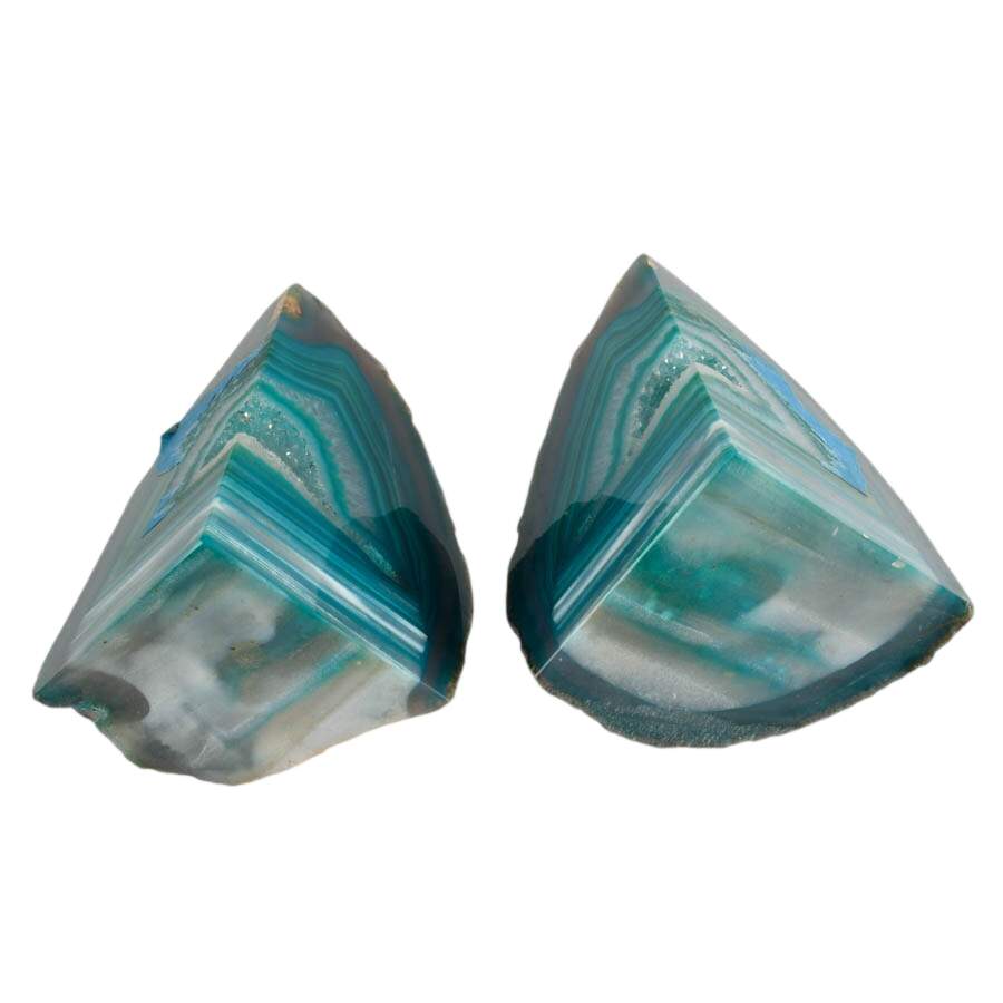 Pair of Sea Green Dyed Bookend Geodes-6
