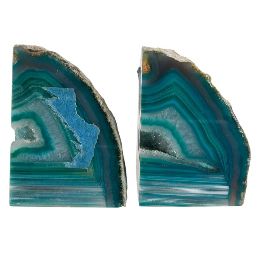 Pair of Sea Green Dyed Bookend Geodes-3