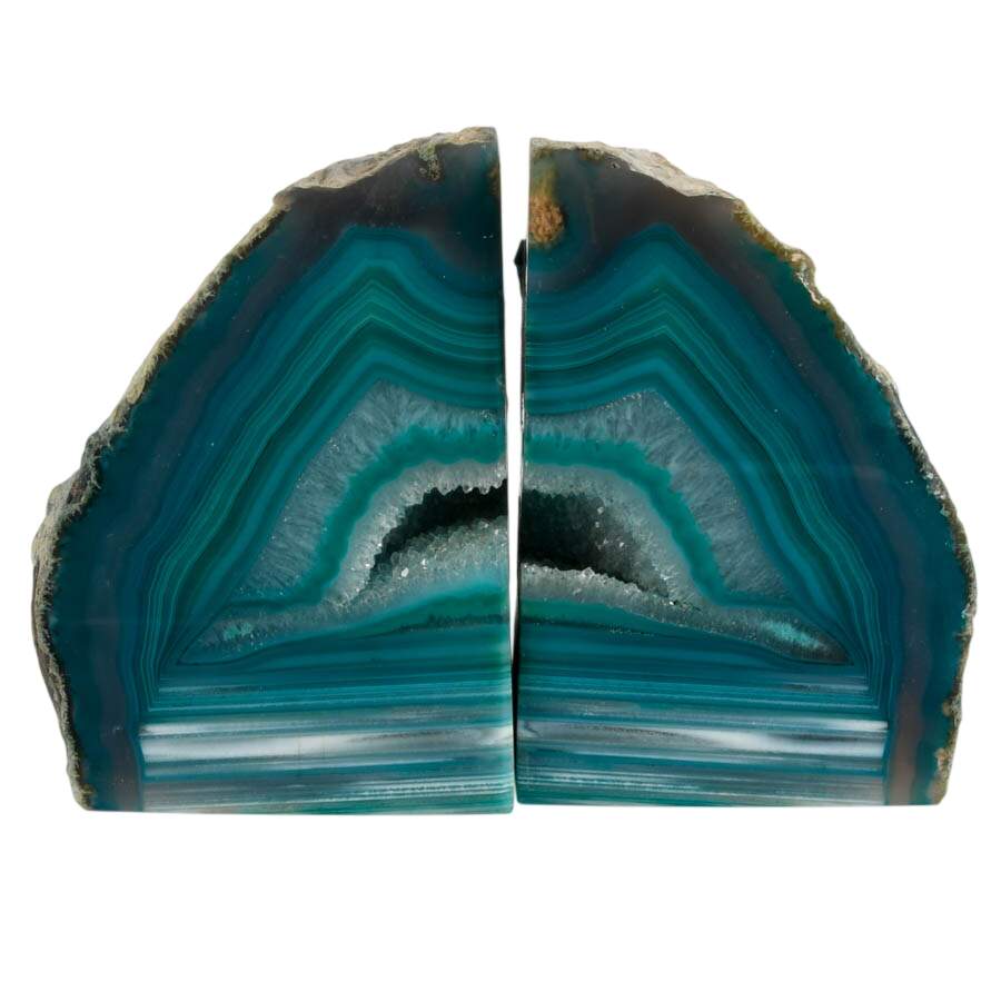 Pair of Sea Green Dyed Bookend Geodes-1