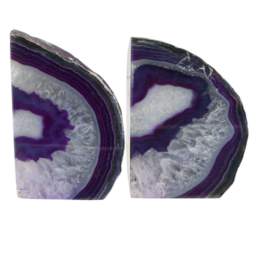 Pair of Blue and White Dyed Geode Bookends-3