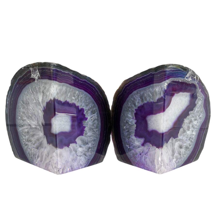 Pair of Blue and White Dyed Geode Bookends-2