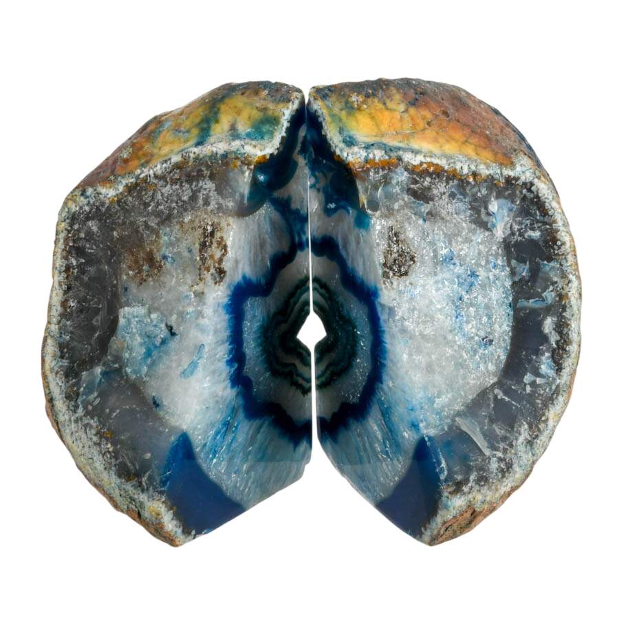 Teal Blue Dyed Druzy Geode Bookends-4