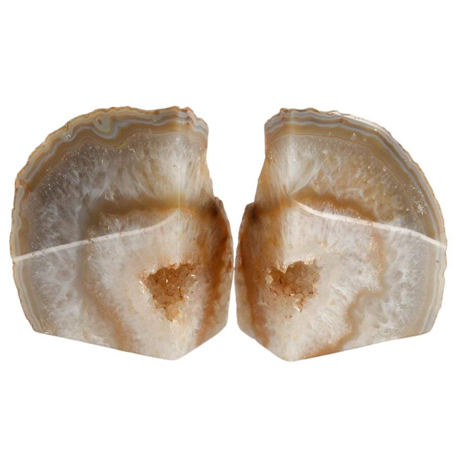 Natural Quartz Geode Specimen Bookends-4