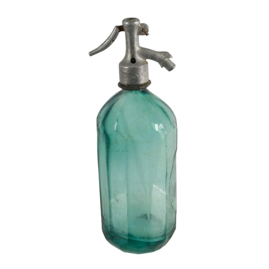 Hand-Blown Green Glass Soda Syphon Seltzer Bottle-6