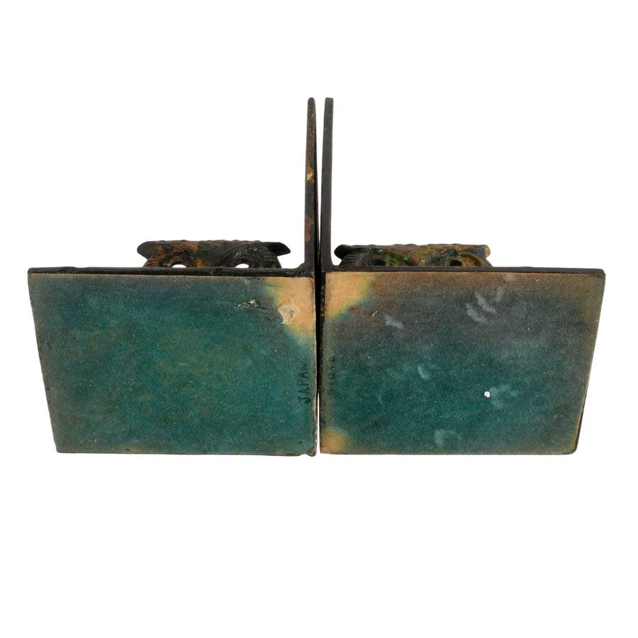 Pair of Japanese Cast Iron Owl Bookends-8