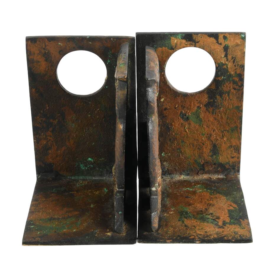 Pair of Japanese Cast Iron Owl Bookends-4