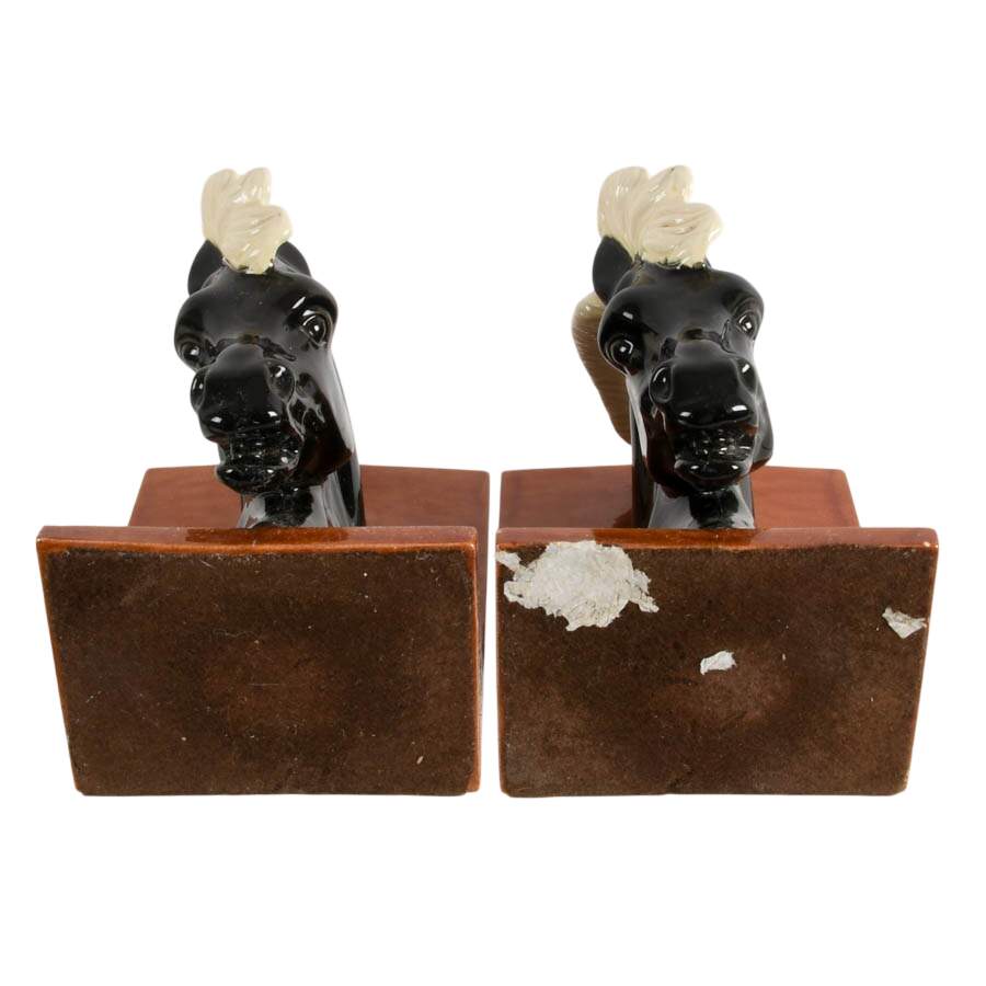 Mid-Century Modern Ceramic Horse Bookends-9