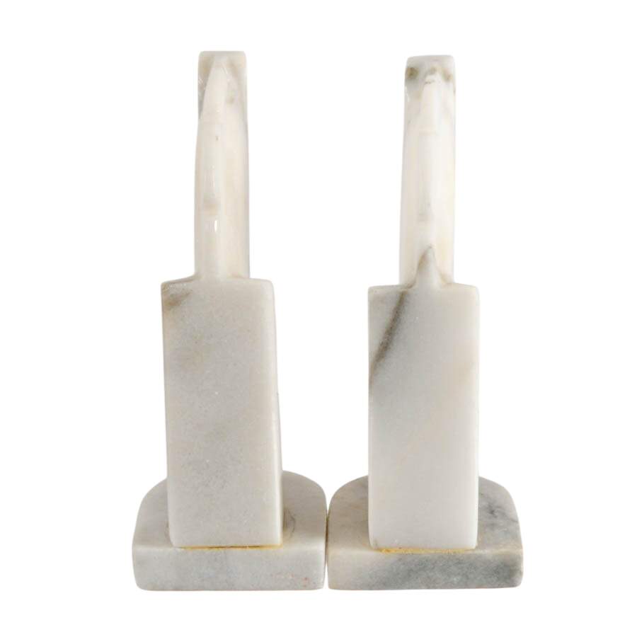 White Onyx Mid-Century Carved Horsehead Bookends-3