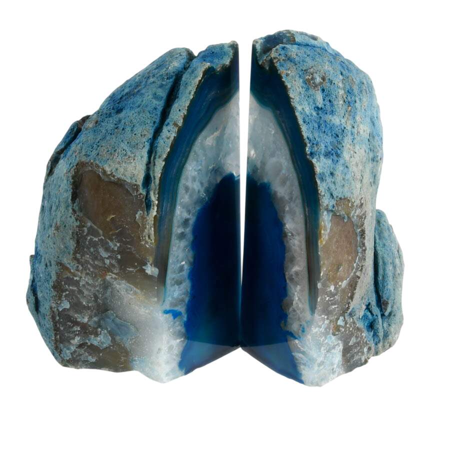 Blue Dyed Geode Bookends-4