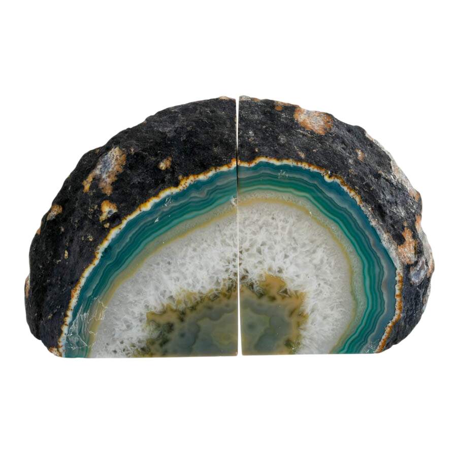 Green Dyed Geode Bookends-4