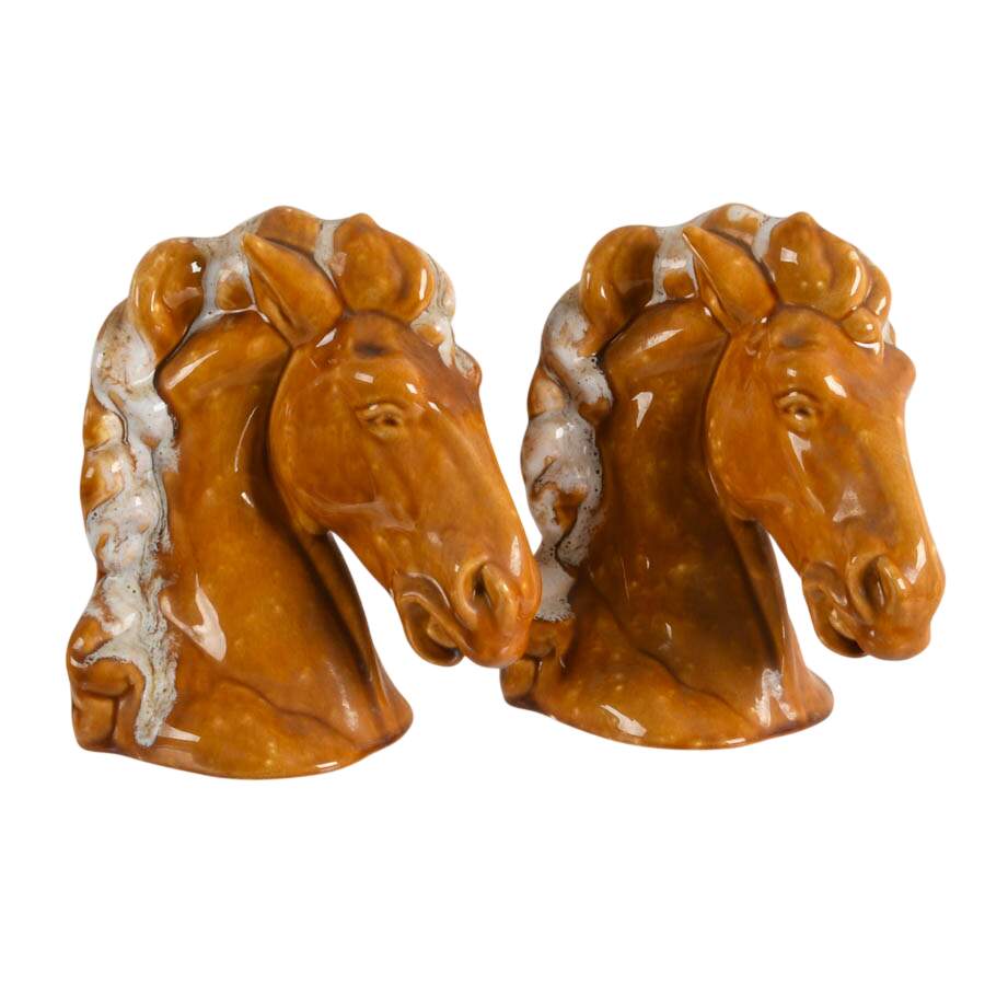 Pair of Mid-Century Modern Ceramic Horse Bookends-1