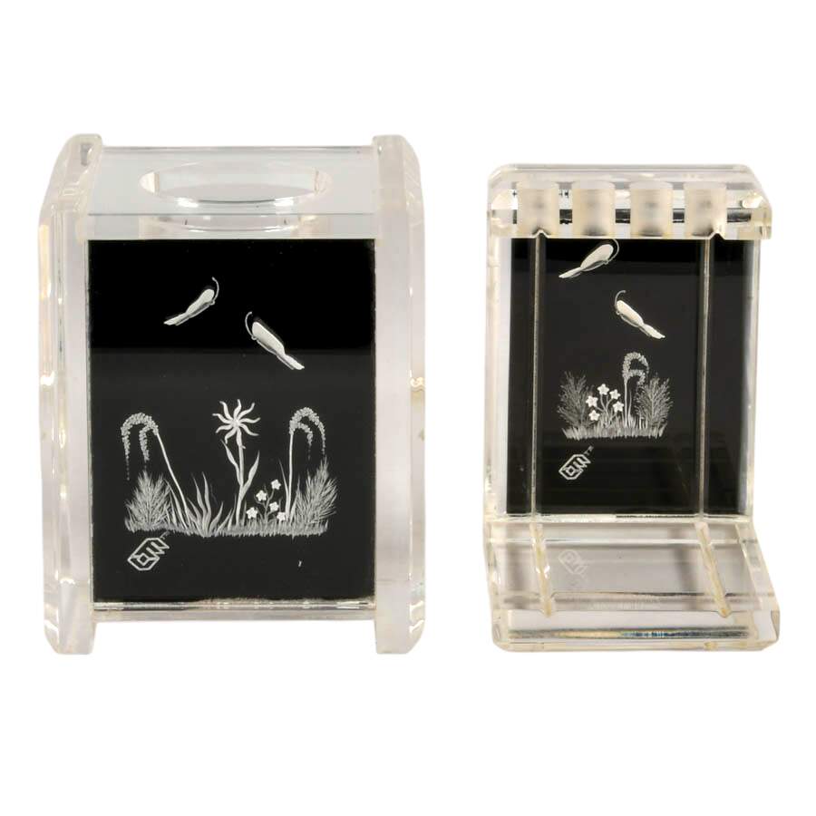 Four-Piece Etched Botanical Acrylic Bath Set-5