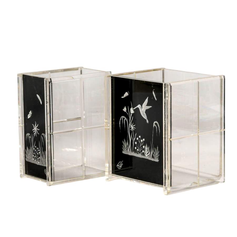 Four-Piece Etched Botanical Acrylic Bath Set-2