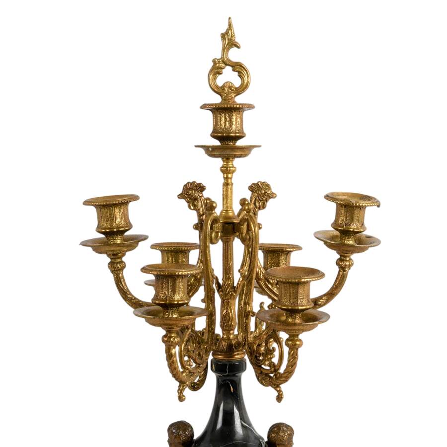 Imperial Italian Brevettato Mantel Clock and Candelabra-9