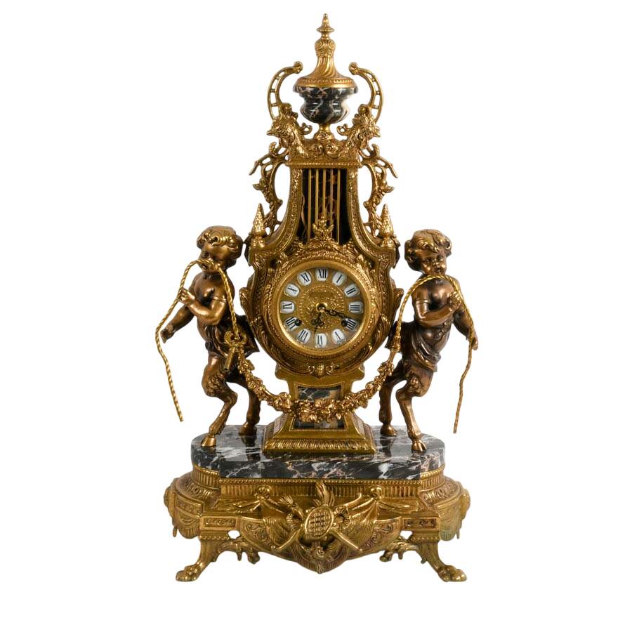 Imperial Italian Brevettato Mantel Clock and Candelabra-4