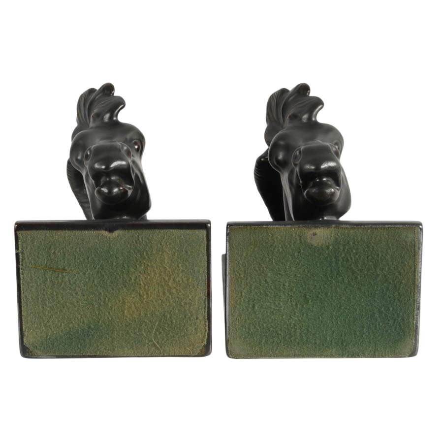 Pair of Mid-Century Black Equestrian Horse Bookends-7