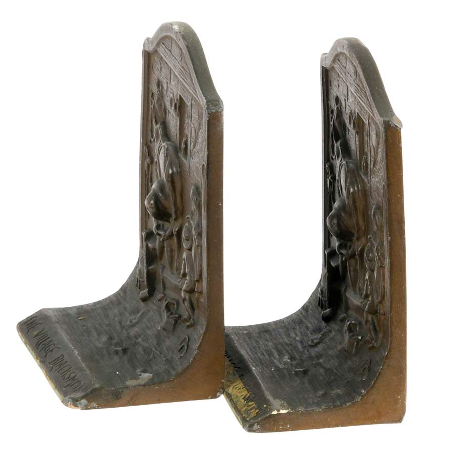 Pair of Bronze "The Village Blacksmith" Bookends-7