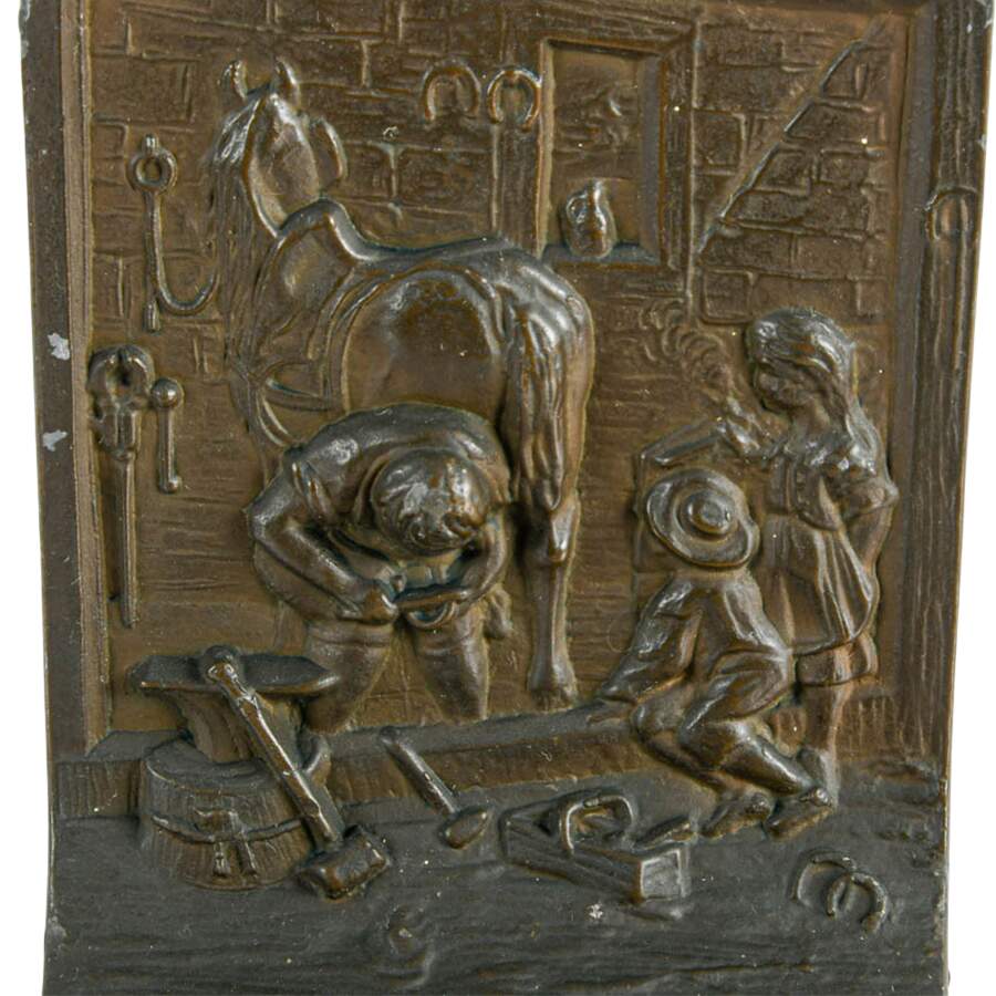 Pair of Bronze "The Village Blacksmith" Bookends-3