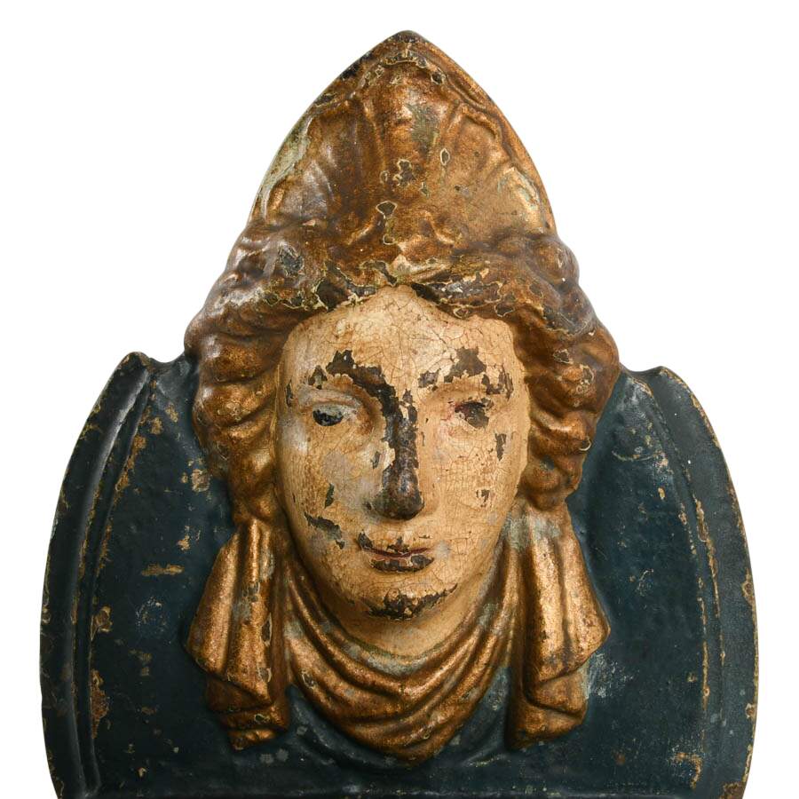 Antique Painted Bronze Neoclassical Goddess Bookends-3