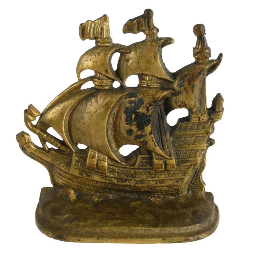 Pair of Nautical Spanish Galleon Ship Metal Bookends-2