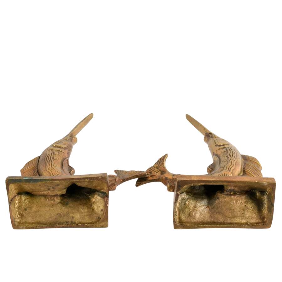 Jumping Marlin Solid Brass Bookends-7
