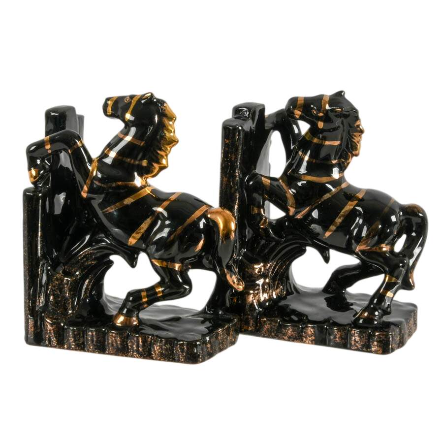 Pair of Japanese Mid-Century Ceramic Animal Bookend Set-3