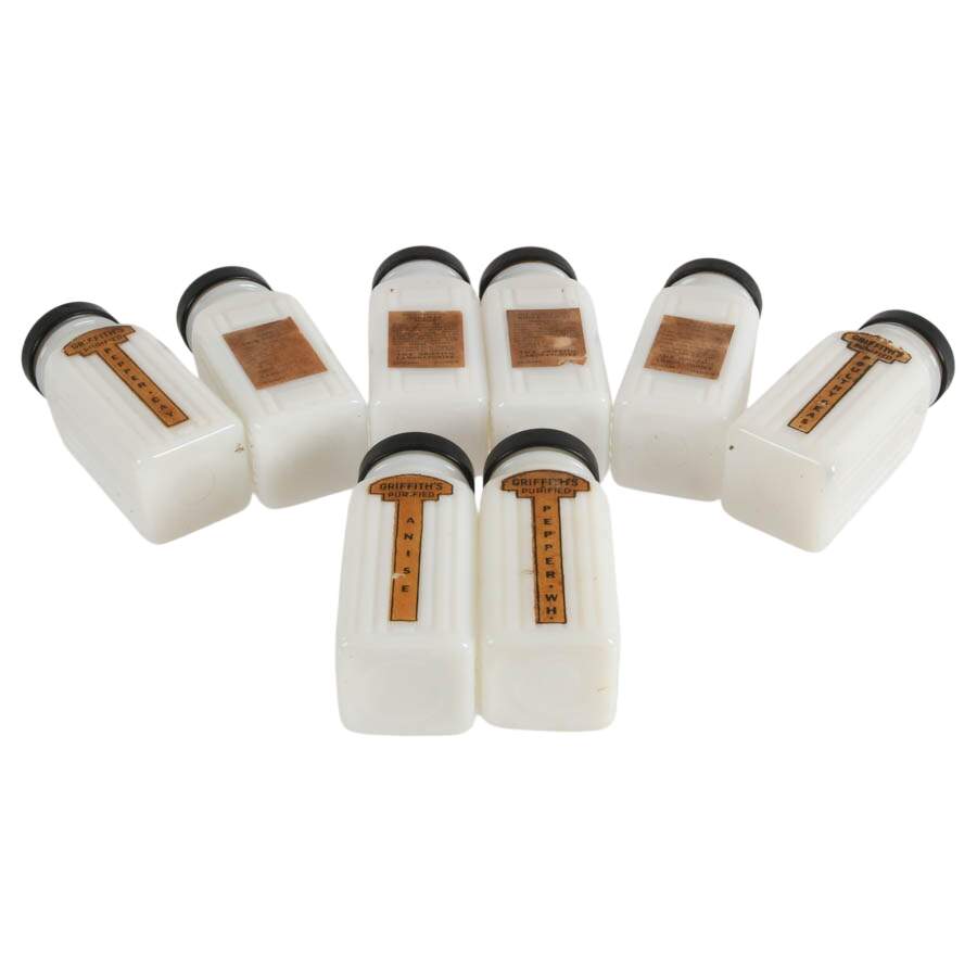 Griffith's Purified Milk Glass Spice Jars-7