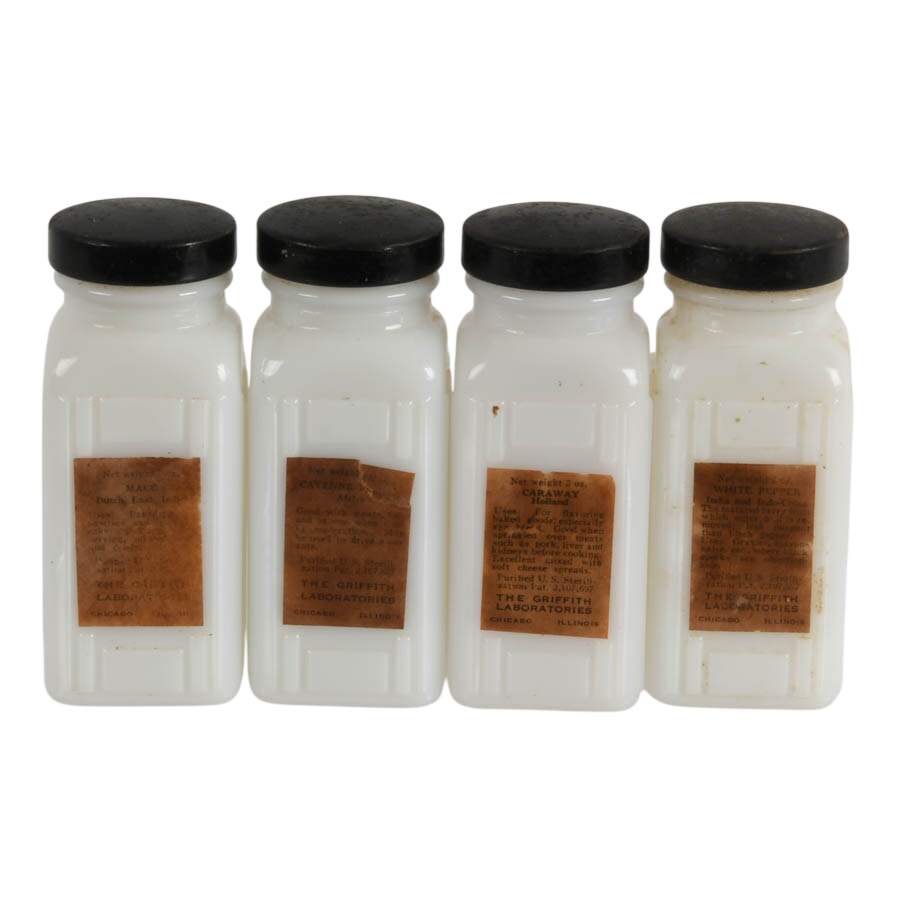 Griffith's Purified Milk Glass Spice Jars-4