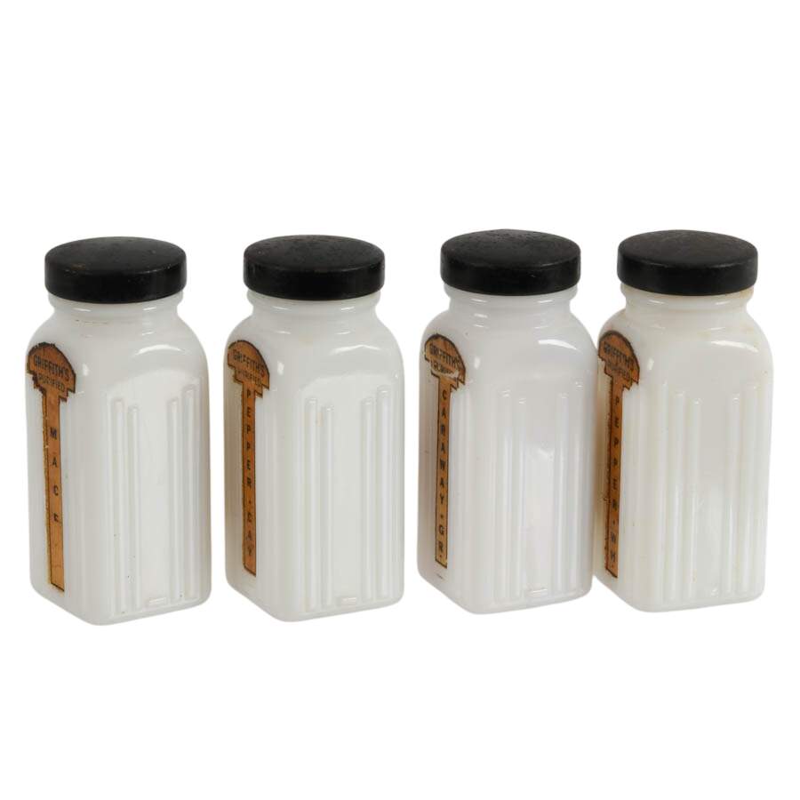 Griffith's Purified Milk Glass Spice Jars-3