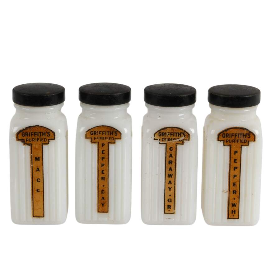 Griffith's Purified Milk Glass Spice Jars-2