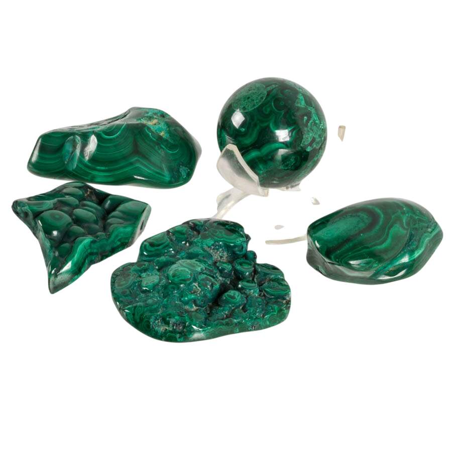 Set of Five Polished Malachite Specimens-2