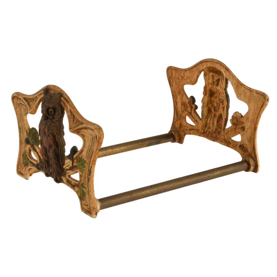 Antique Art Nouveau Bronze Owl Expandable Book Rack-4