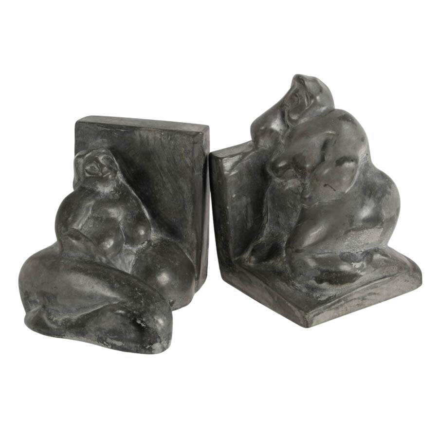 Paul Strauch Ceramic Nude Bookends-1