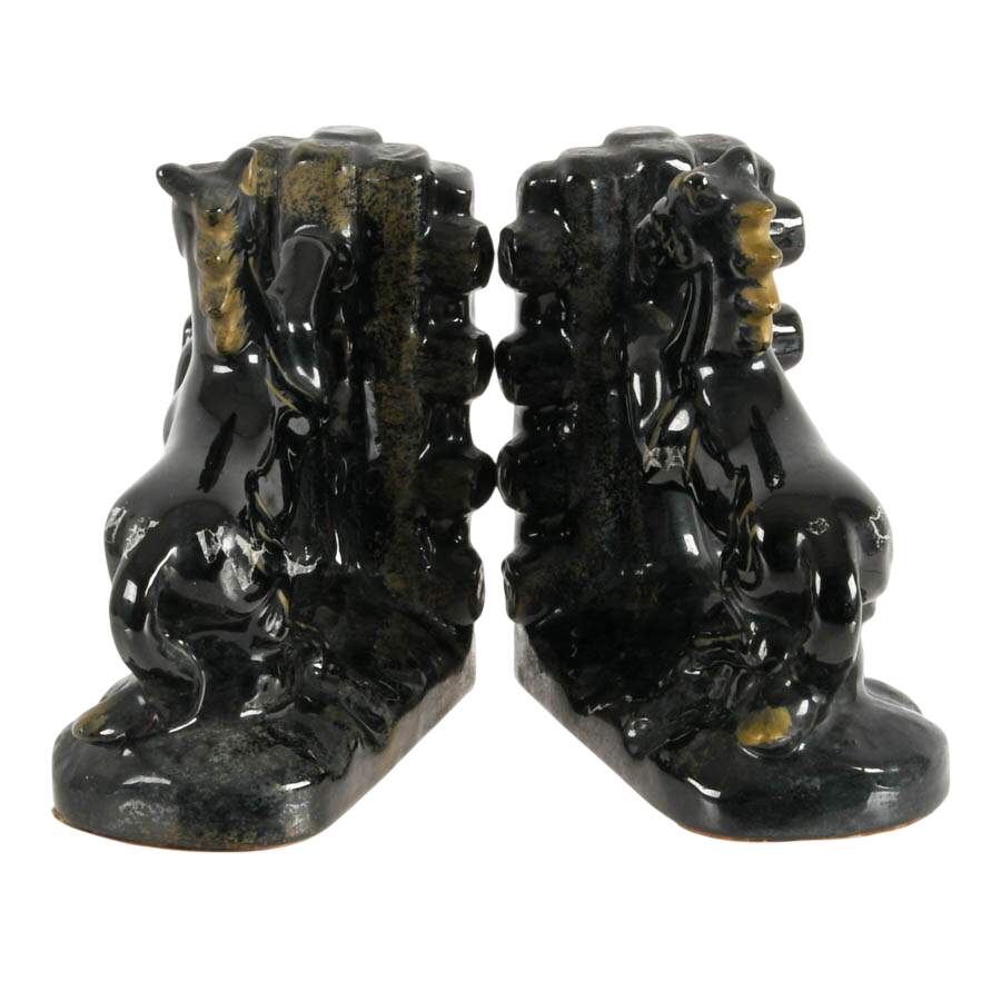 Pair of Mid-Century Modern Ceramic Horse Bookends-2
