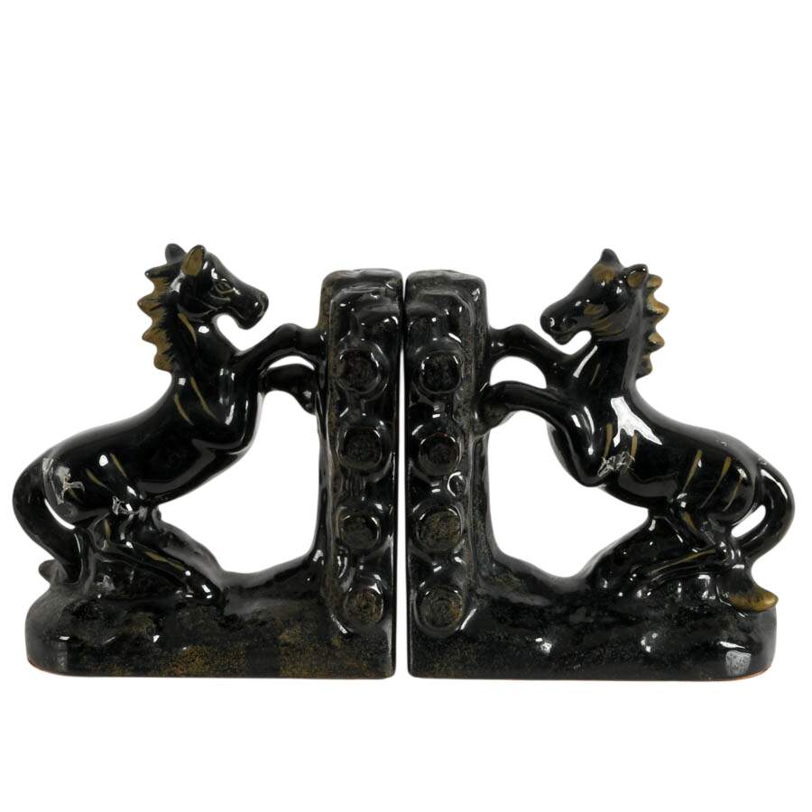 Pair of Mid-Century Modern Ceramic Horse Bookends-1