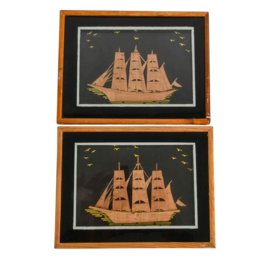 Eight-Piece Set of Cork Seascapes-6
