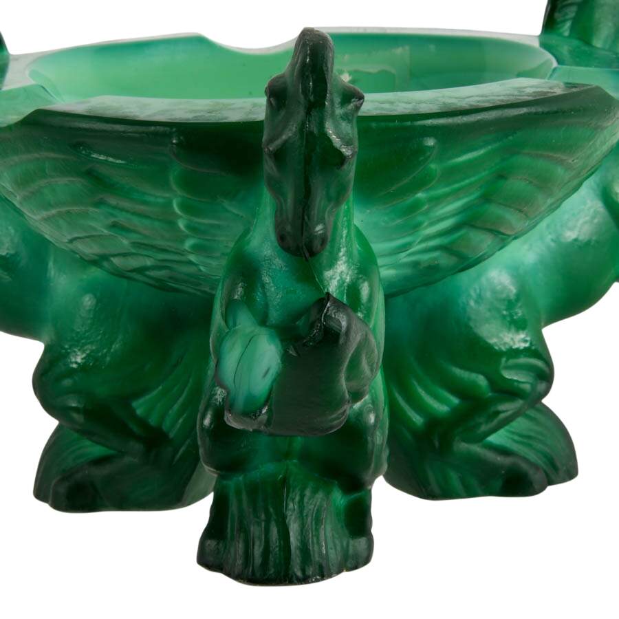Curt Schlevogt Art Deco Malachite Glass Ashtray and Lighter-5