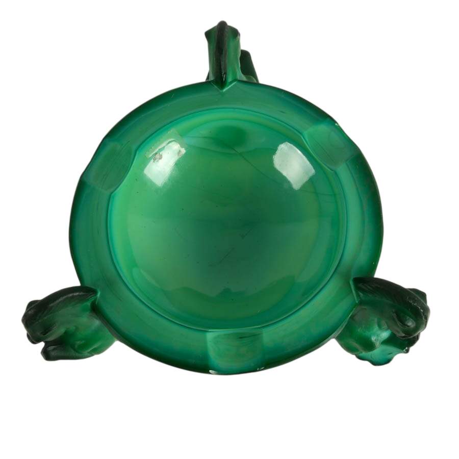 Curt Schlevogt Art Deco Malachite Glass Ashtray and Lighter-3